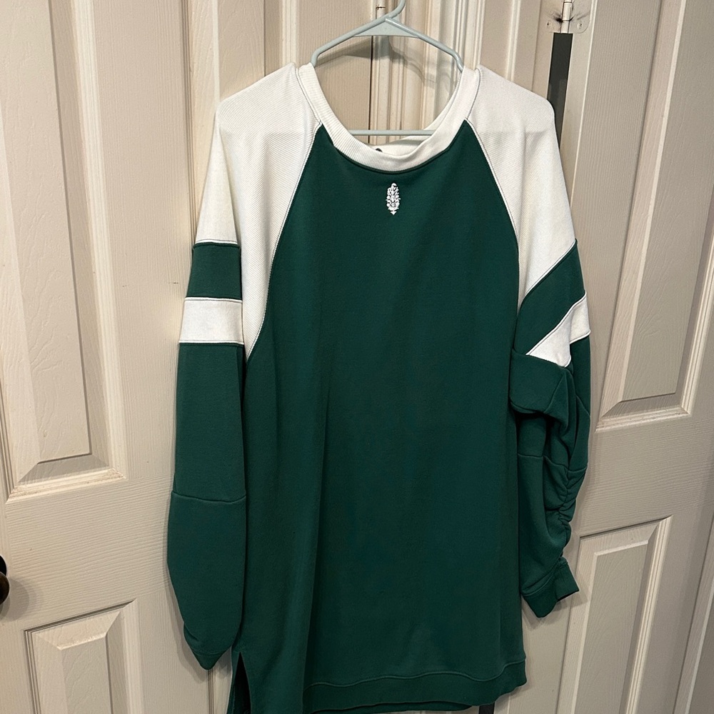 Free people Green and White Raglan Sweatshirt dress